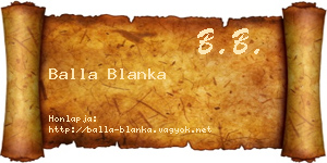 Balla Blanka névjegykártya